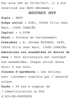 parution legale sasu marseille